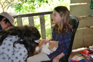 Picture:  Abby making friends on the Medical Caravan